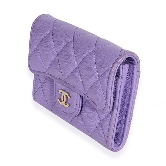 Chanel Purple Quilted Caviar Flap Card Holder Wallet - Picture 4 of 7